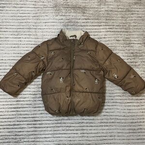 H&M Brown Toddler Puffer Jacket Size 3T Fleece Lined
